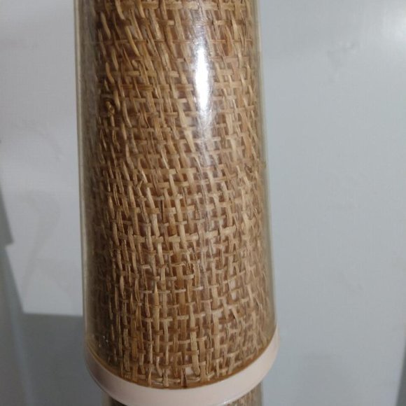 Vtg Insulated Tumblers 4 Plastic Cups Rattan Raffia Wicker MCM Retro Barware - Picture 3 of 3